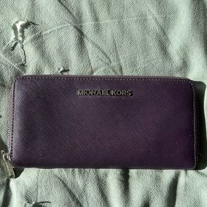 Michael Kors Purple Saffiano Leather Wallet